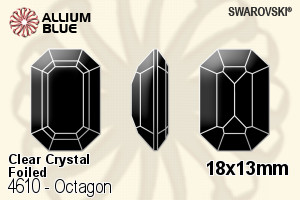 Swarovski Octagon Fancy Stone (4610) 18x13mm - Clear Crystal With Platinum Foiling - Click Image to Close