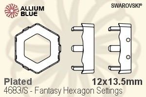 Swarovski Fantasy Hexagon Settings (4683/S) 12x13.5mm - Plated - Click Image to Close