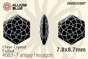 Swarovski Fantasy Hexagon Fancy Stone (4683) 7.8x8.7mm - Clear Crystal With Platinum Foiling - Click Image to Close