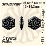 Swarovski Fantasy Hexagon Fancy Stone (4683) 10x11.2mm - Clear Crystal With Platinum Foiling