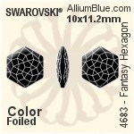 スワロフスキー Fantasy Hexagon ファンシーストーン (4683) 10x11.2mm - カラー 裏面プラチナフォイル