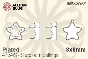 Swarovski Starbloom Settings (4754/S) 8x8mm - Plated - Haga Click en la Imagen para Cerrar