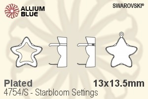 Swarovski Starbloom Settings (4754/S) 13x13.5mm - Plated - Click Image to Close