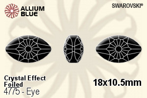 施華洛世奇 Eye 花式石 (4775) 18x10.5mm - 白色（半塗層） 白金水銀底