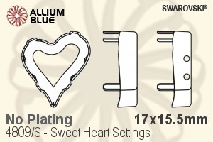 Swarovski Sweet Heart Settings (4809/S) 17x15.5mm - No Plating - Click Image to Close