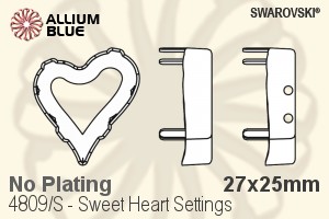 Swarovski Sweet Heart Settings (4809/S) 27x25mm - No Plating - Haga Click en la Imagen para Cerrar