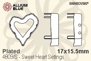 Swarovski Sweet Heart Settings (4809/S) 17x15.5mm - Plated - Haga Click en la Imagen para Cerrar