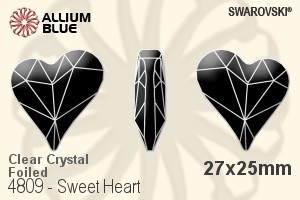 Swarovski Sweet Heart Fancy Stone (4809) 27x25mm - Clear Crystal With Platinum Foiling