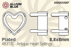 Swarovski Antique Heart Settings (4831/S) 8.8x8mm - Plated - Click Image to Close