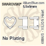 スワロフスキー XILION Heartファンシーストーン石座 (4884/S) 5.5x5mm - メッキなし