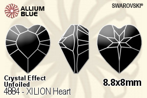 スワロフスキー XILION Heart ファンシーストーン (4884) 8.8x8mm - クリスタル エフェクト 裏面にホイル無し - ウインドウを閉じる