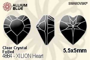 Swarovski XILION Heart Fancy Stone (4884) 5.5x5mm - Clear Crystal With Platinum Foiling - Click Image to Close