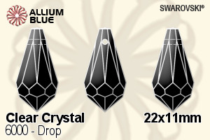 Swarovski Drop Pendant (6000) 22x11mm - Clear Crystal - Click Image to Close
