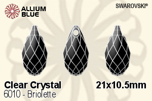 Swarovski Briolette Pendant (6010) 21x10.5mm - Clear Crystal - Haga Click en la Imagen para Cerrar