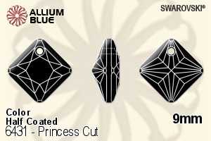 Swarovski Princess Cut Pendant (6431) 9mm - Color (Half Coated) - Click Image to Close