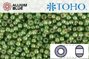 TOHO Round Seed Beads (RR3-1046) 3/0 Round Extra Large - Inside-Color Luster Peridot/Opaque White-Lined - Click Image to Close