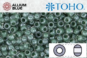TOHO Round Seed Beads (RR3-1070) 3/0 Round Extra Large - Subtle Hunter Green Lined Crystal Luster - Click Image to Close
