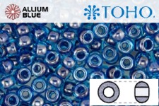 TOHO ラウンド Seed ビーズ (RR6-1074) 6/0 ラウンド Large - Inside カラー Crystal/Deep Blue