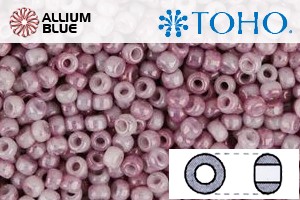 TOHO ラウンド Seed ビーズ (RR3-1200) 3/0 ラウンド Extra Large - Marbled Opaque White/Pink - ウインドウを閉じる