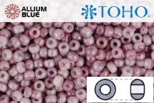 TOHO ラウンド Seed ビーズ (RR6-1200) 6/0 ラウンド Large - Marbled Opaque White/Pink