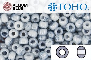 TOHO ラウンド Seed ビーズ (RR11-1205) 11/0 ラウンド - Marbled Opaque White/Blue - ウインドウを閉じる