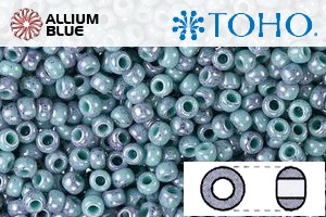 TOHO Round Seed Beads (RR6-1206) 6/0 Round Large - Marbled Opaque Turquoise/Amethyst - Haga Click en la Imagen para Cerrar