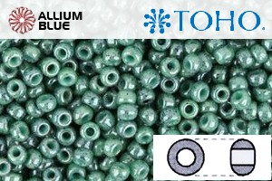 TOHO Round Seed Beads (RR8-1207) 8/0 Round Medium - Marbled Opaque Turquoise/Blue - Click Image to Close