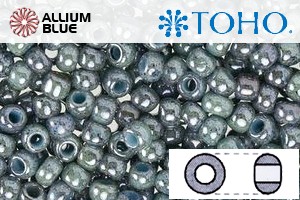 TOHO ラウンド Seed ビーズ (RR6-1208) 6/0 ラウンド Large - Marbled Opaque Turquoise/Luster - Transparent Blue