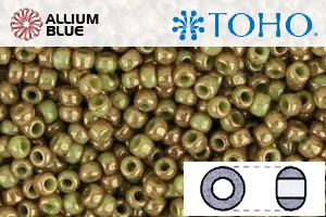 TOHO Round Seed Beads (RR11-1209) 11/0 Round - Marbled Opaque Avocado/Pink - Click Image to Close