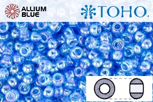TOHO Round Seed Beads (RR15-163B) 15/0 Round Small - Transparent-Rainbow Dk Aqua - Click Image to Close