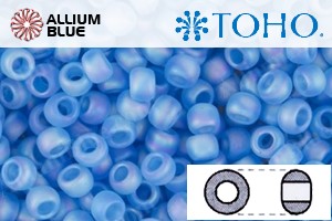 TOHO Round Seed Beads (RR8-163BF) 8/0 Round Medium - Transparent-Rainbow Frosted Dk Aquamarine - Click Image to Close