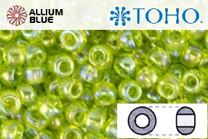 TOHO Round Seed Beads (RR3-164) 3/0 Round Extra Large - Transparent-Rainbow Lime Green - Click Image to Close