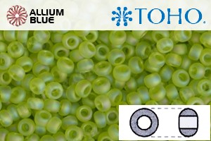 TOHO Round Seed Beads (RR6-164F) 6/0 Round Large - Transparent-Rainbow Frosted Lime Green - Click Image to Close