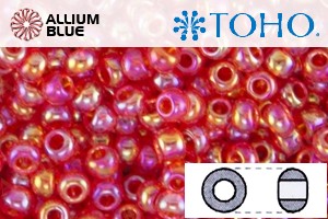 TOHO Round Seed Beads (RR6-165) 6/0 Round Large - Transparent-Rainbow Lt Siam Ruby - Click Image to Close