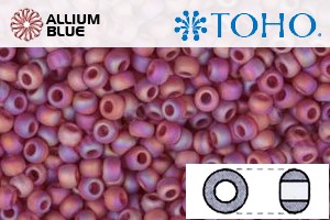 TOHO Round Seed Beads (RR6-165CF) 6/0 Round Large - Transparent-Rainbow Frosted Ruby - Click Image to Close