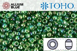 TOHO Round Seed Beads (RR3-167B) 3/0 Round Extra Large - Transparent-Rainbow Grass Green - Click Image to Close