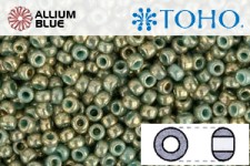 TOHO ラウンド Seed ビーズ (RR3-1703) 3/0 ラウンド Extra Large - Gilded Marble Turquoise