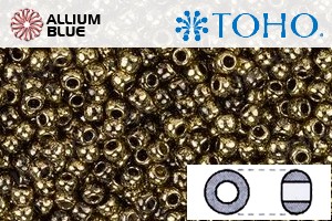 TOHO Round Seed Beads (RR8-1706) 8/0 Round Medium - Gilded Marble Black - Click Image to Close