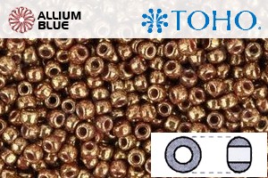 TOHO Round Seed Beads (RR3-1708) 3/0 Round Extra Large - Gilded Marble Red - Click Image to Close