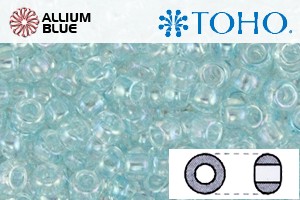 TOHO Round Seed Beads (RR15-170D) 15/0 Round Small - Dyed Light Blue Topaz Transparent Rainbow