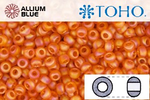 TOHO Round Seed Beads (RR8-174F) 8/0 Round Medium - Light Hyacinth Orange Transparent Rainbow Matte - Click Image to Close