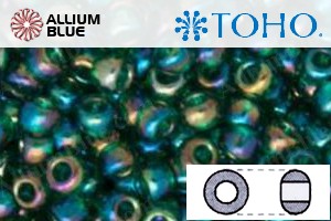 TOHO Round Seed Beads (RR6-179) 6/0 Round Large - Transparent-Rainbow Green Emerald - Click Image to Close