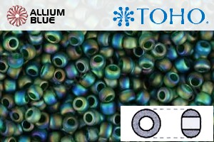 TOHO Round Seed Beads (RR3-179F) 3/0 Round Extra Large - Transparent-Rainbow Frosted Green Emerald - Click Image to Close