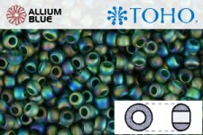 TOHO Round Seed Beads (RR6-179F) 6/0 Round Large - Transparent-Rainbow Frosted Green Emerald