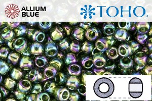 TOHO ラウンド Seed ビーズ (RR8-180) 8/0 ラウンド Medium - Transparent-Rainbow Olivine - ウインドウを閉じる