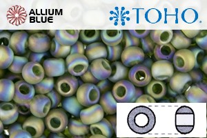 TOHO Round Seed Beads (RR8-180F) 8/0 Round Medium - Transparent-Rainbow Frosted Olivine - Click Image to Close