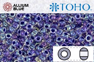TOHO Round Seed Beads (RR8-181) 8/0 Round Medium - Inside-Color Rainbow Crystal/Tanzanite-Lined - Click Image to Close