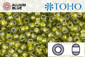 TOHO Round Seed Beads (RR15-1811) 15/0 Round Small - Silver Lined Peridot Rainbow - Click Image to Close