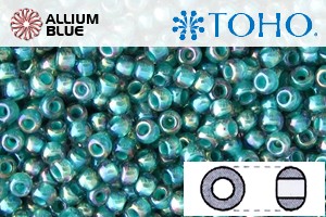 TOHO Round Seed Beads (RR8-1833) 8/0 Round Medium - Inside-Color Rainbow Lt Sapphire/Opaque Teal-Lined - Click Image to Close