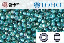 TOHO Round Seed Beads (RR6-1833) 6/0 Round Large - Inside-Color Rainbow Lt Sapphire/Opaque Teal-Lined
